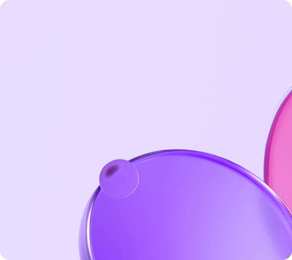 Abstract purple and pink gradient shapes representing XPLUS innovation and data-driven clarity.